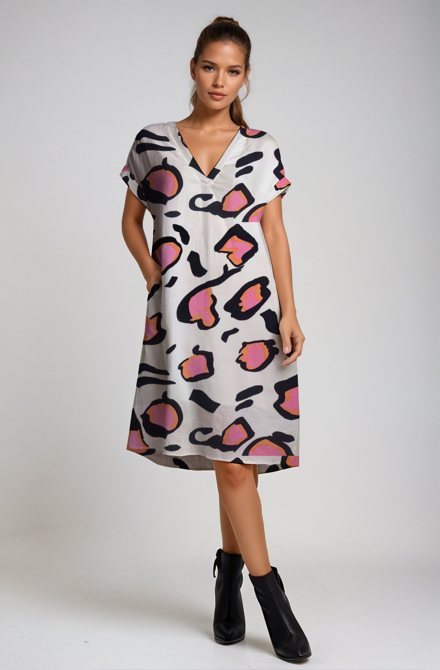 L A-line V-neck Dress - Debbie Jubrail