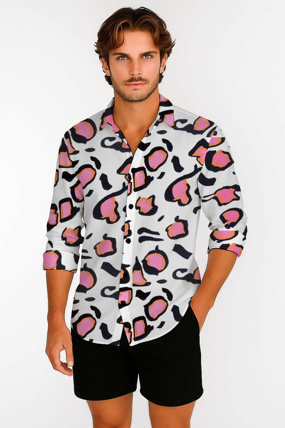 Long Sleeve Button-Up Shirt – with Art Print - Debbie Jubrail