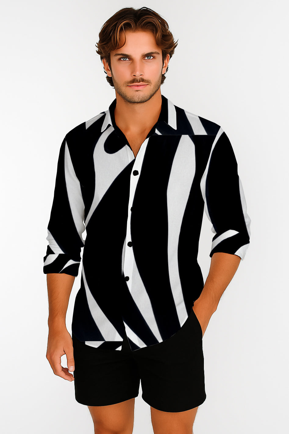 Long Sleeve Button-Up Shirt – Zebra ART - Debbie Jubrail