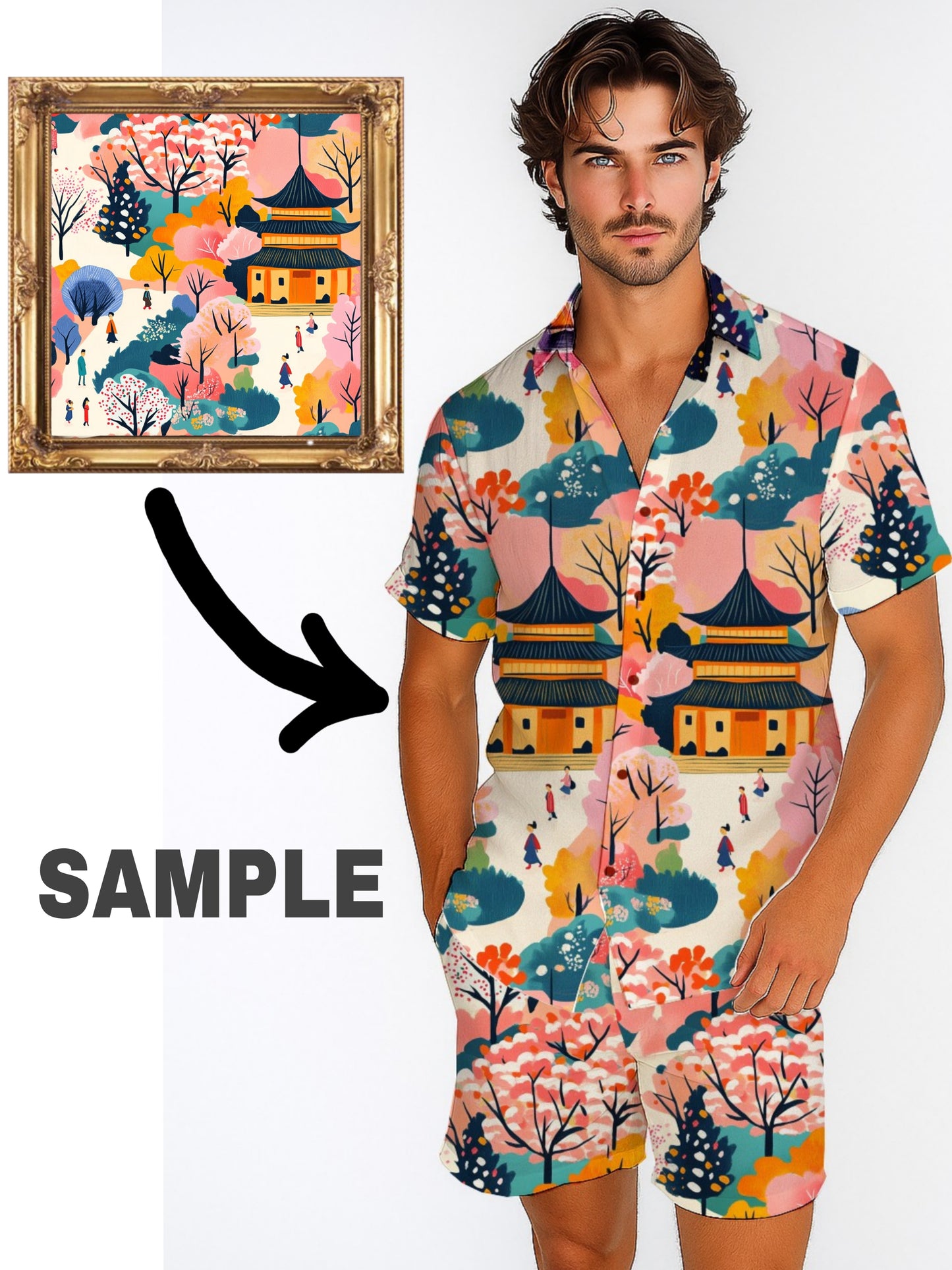 Your Painting Art On Mens Short-Sleeve Shirt and Shorts Set