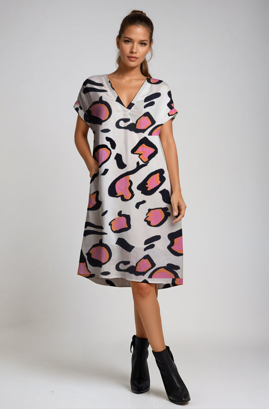 L A-line V-neck Dress - Debbie Jubrail
