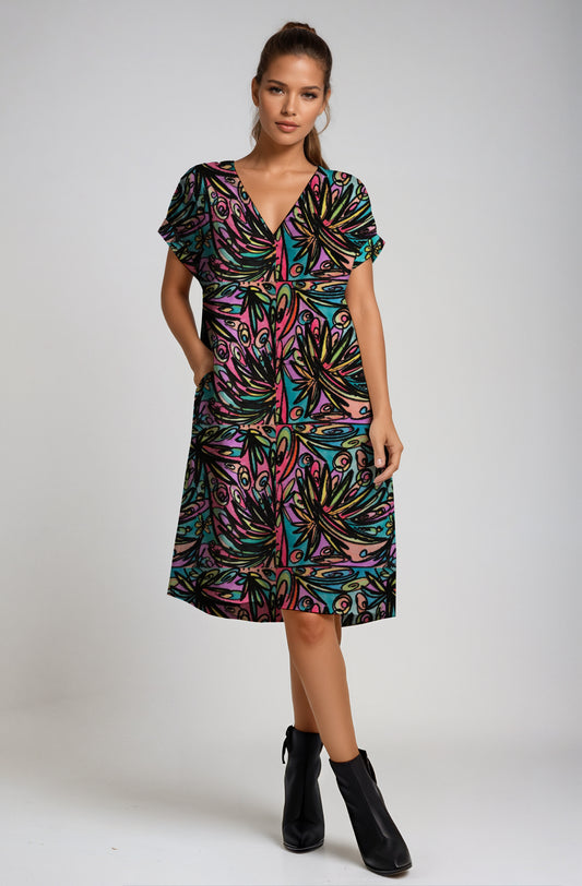L A-line V-neck Dress - Debbie Jubrail