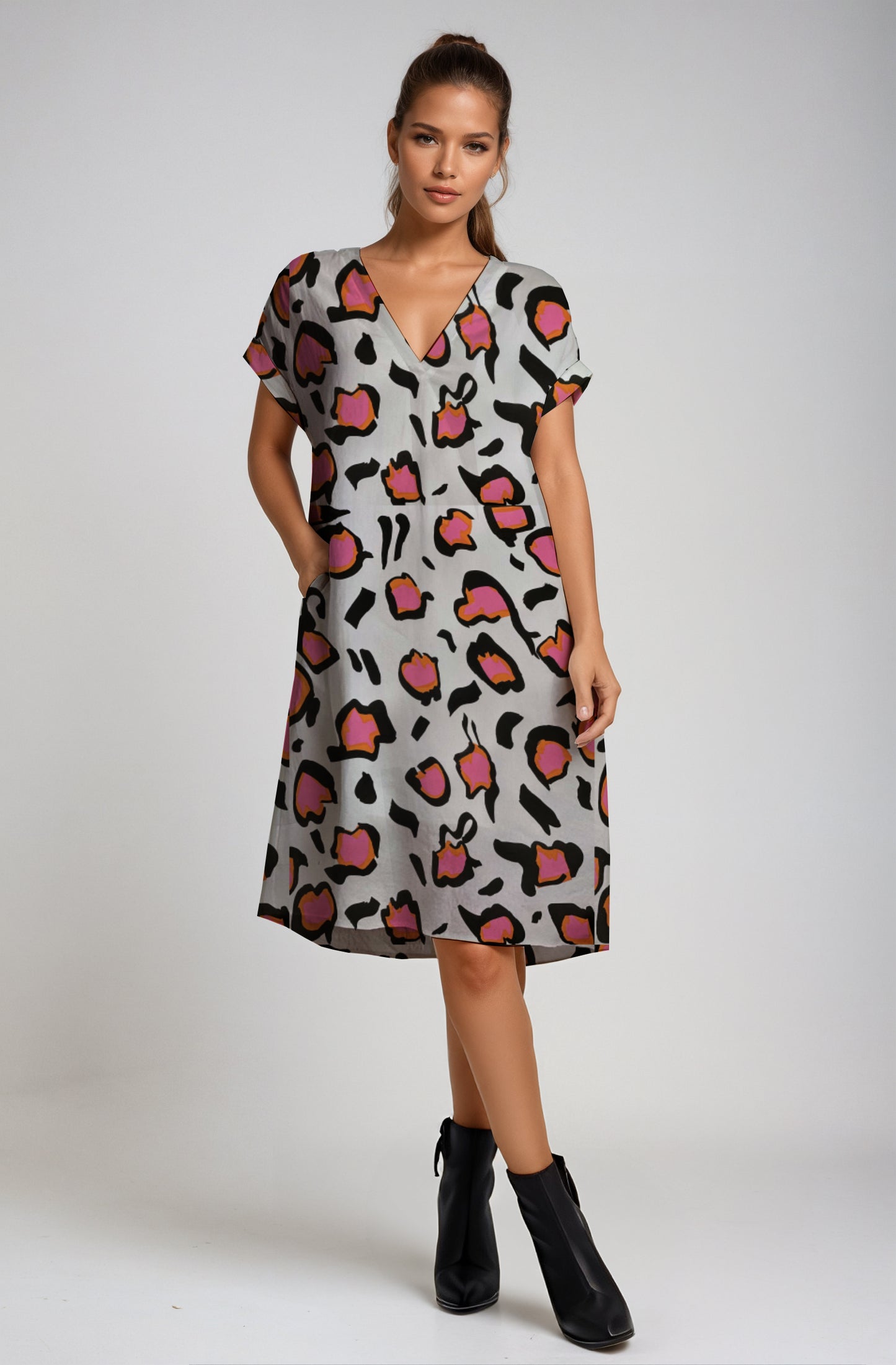 L A-line V-neck Dress - Debbie Jubrail