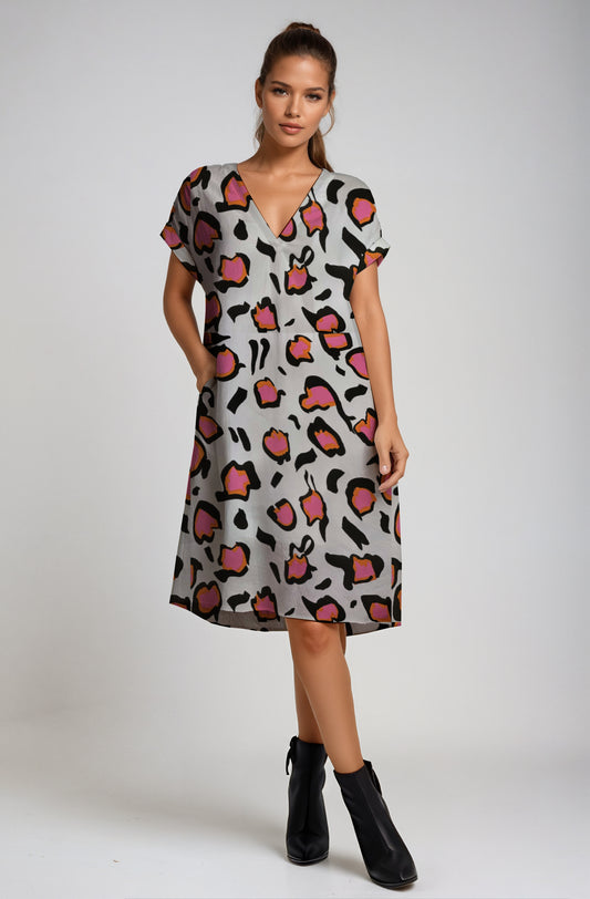 L A-line V-neck Dress - Debbie Jubrail