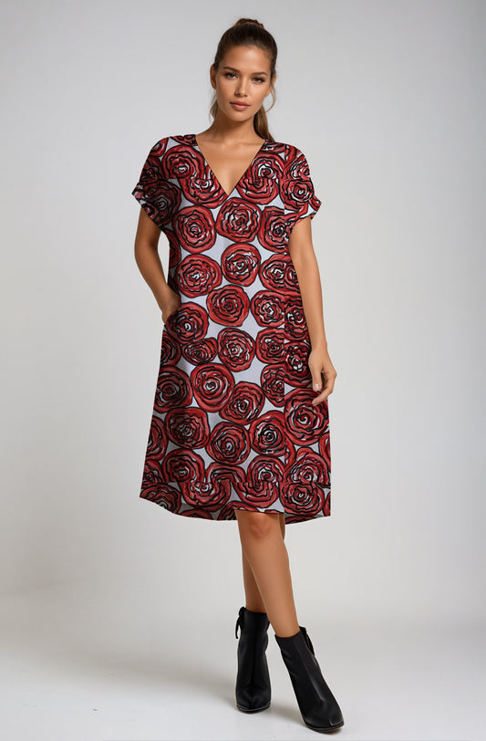 L A-line V-neck Dress - Debbie Jubrail
