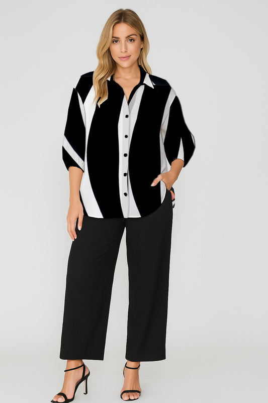 Button-Down  Shirt – Relaxed Fit - Zebra  Art- Debbie Jubrail