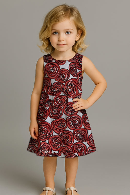 Girls' Sleeveless Back-Tie Dress with Art - Debbie Jubrail
