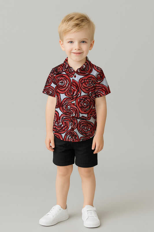 Boys' Short Sleeve Shirt  – Aboriginal Art Print -  Debbie Jubrail