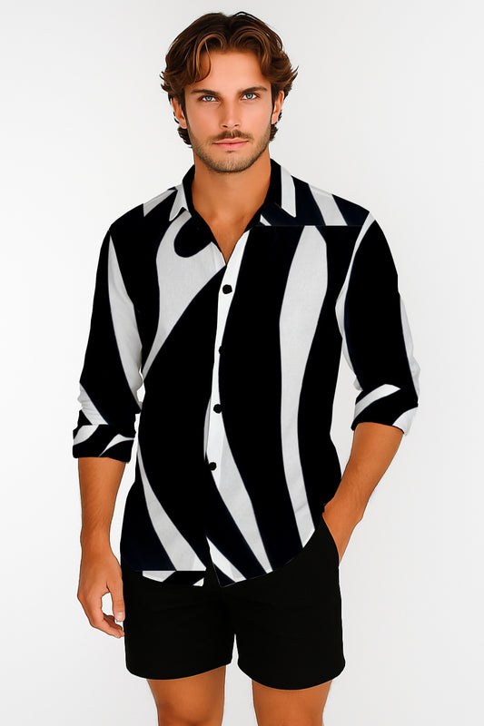 Long Sleeve Button-Up Shirt  – Zebra ART - Debbie Jubrail