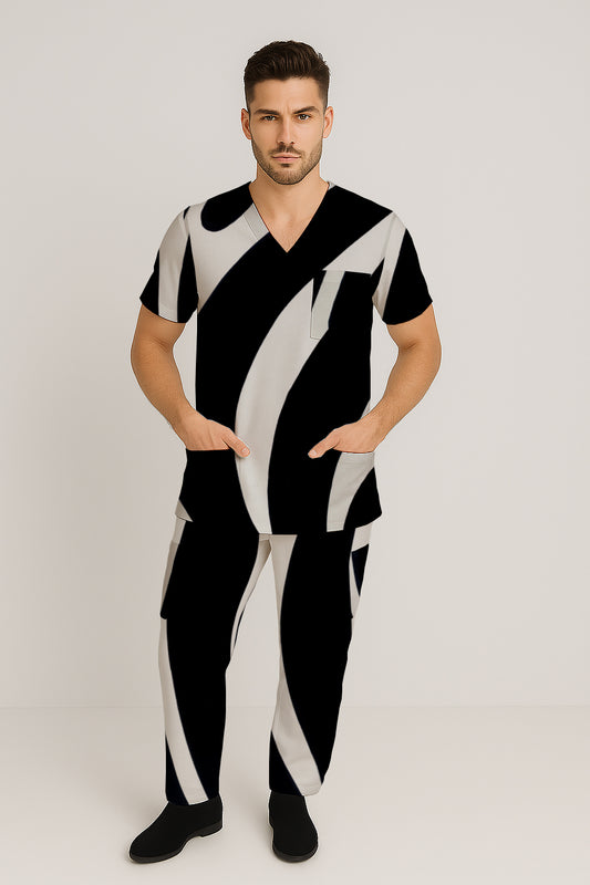 Men’s Scrub Set - Top and Pants - Zebra - Debbie Jubrail
