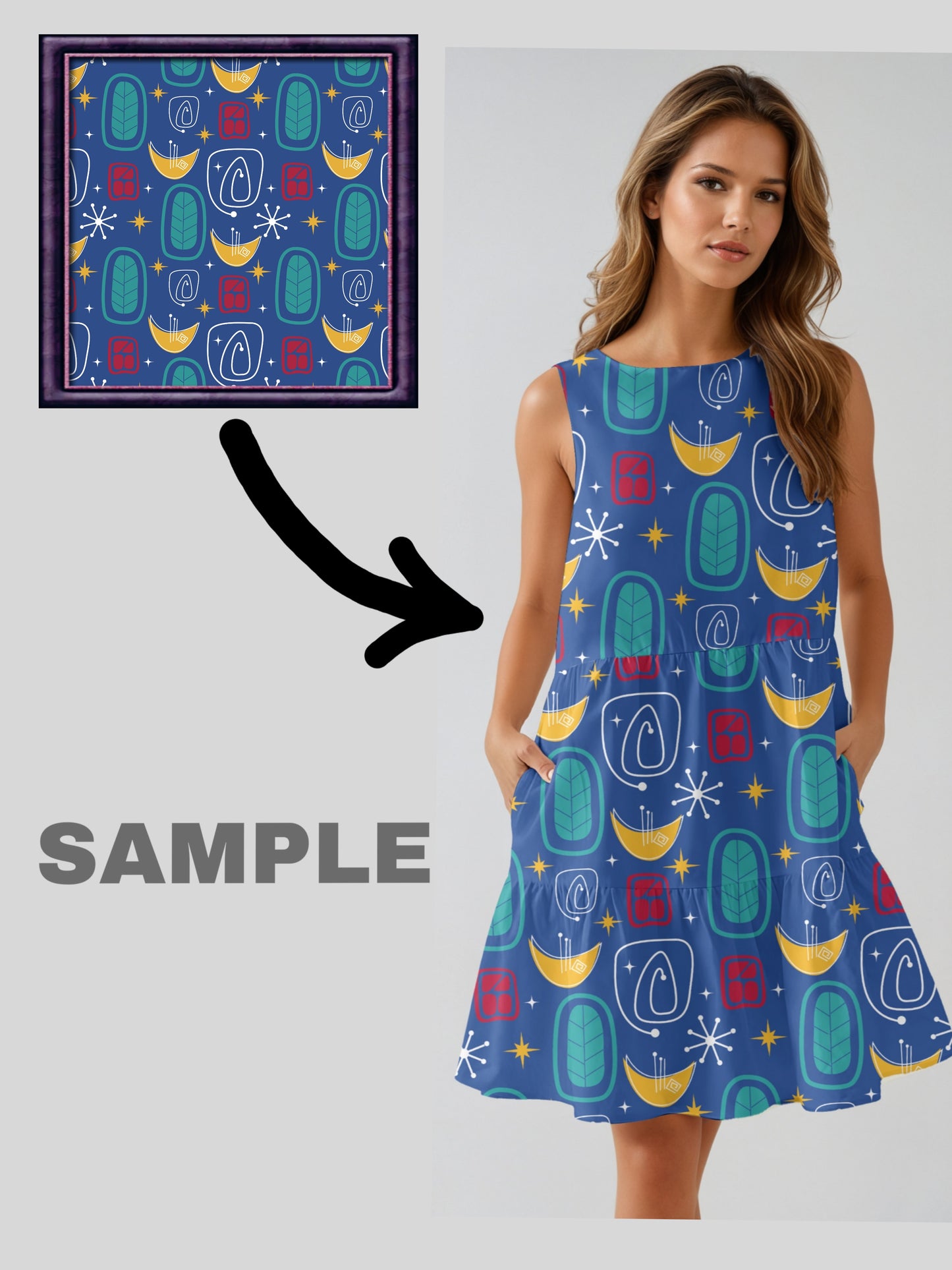 Your Art Painting On Sleeveless Tiered Mini Dress