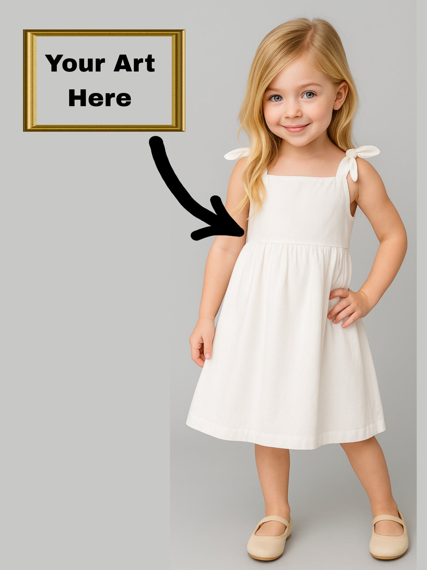 Your Art Painting On Girls Shoulder Tie Sleeveless Midi Dress