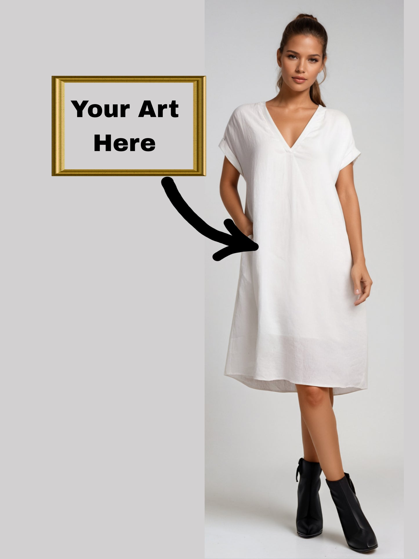 Your Art Painting On  A-line V-neck Dress
