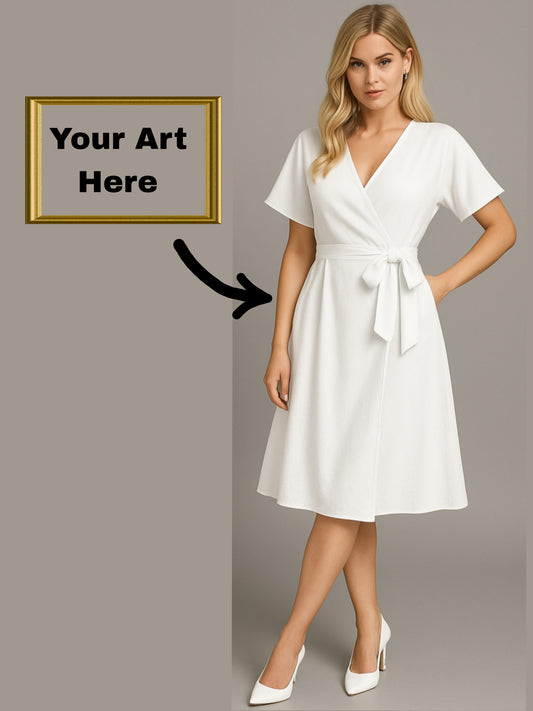 Your Art Painting on Short-Sleeve Wrap Midi Dress