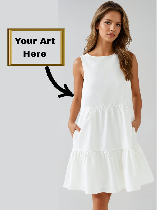 Your Art Painting On Sleeveless Tiered Mini Dress