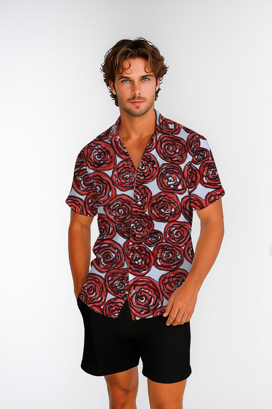 Short Sleeve Button-Up Shirt – with Art Print -Debbie Jubrail
