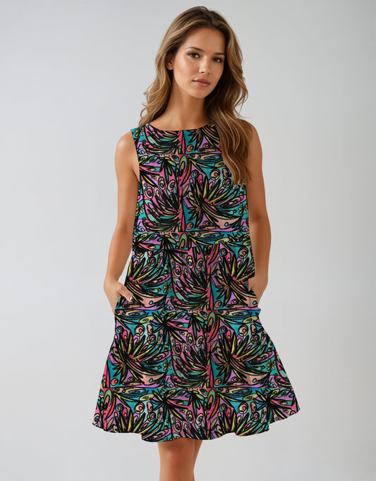 1.  Sleeveless Tiered Mini Dress  - Debbie Jubrail