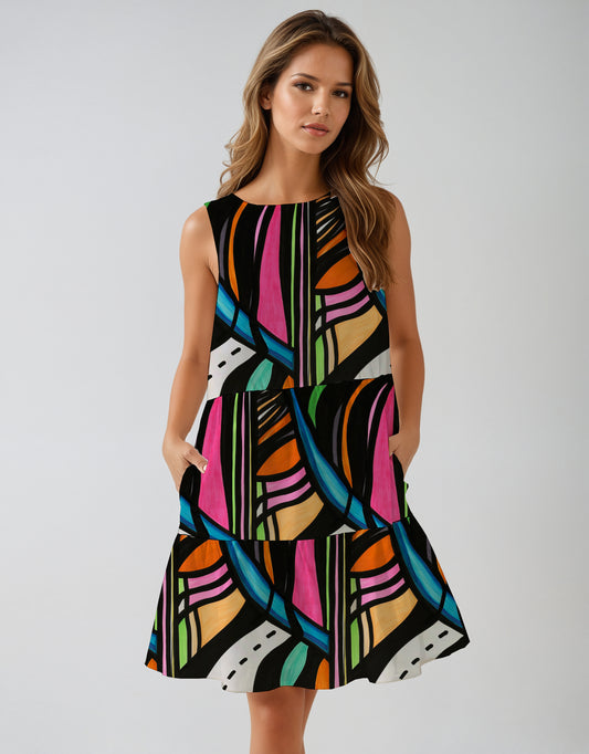 1.  Sleeveless Tiered Mini Dress  - Debbie Jubrail