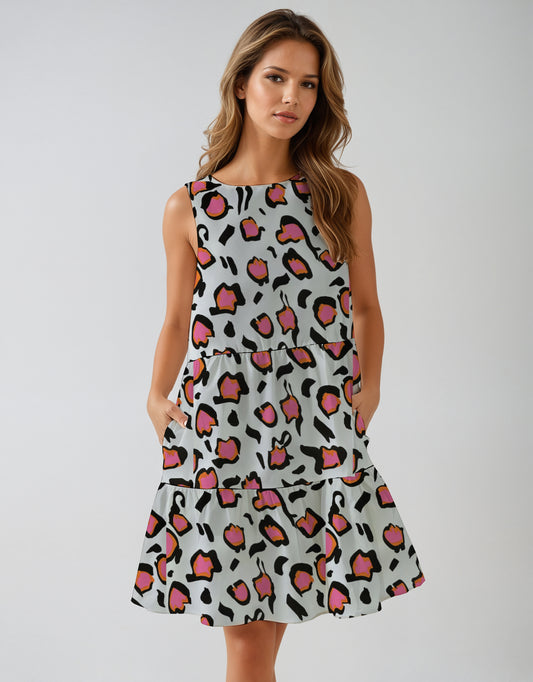 1.  Sleeveless Tiered Mini Dress  - Debbie Jubrail