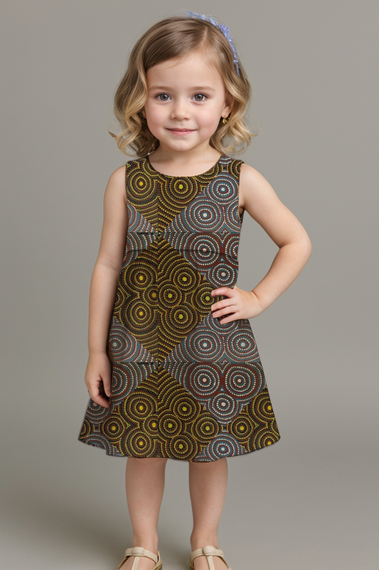 Girls' Sleeveless Back-Tie Dress with Aboriginal Art - Zara Newell